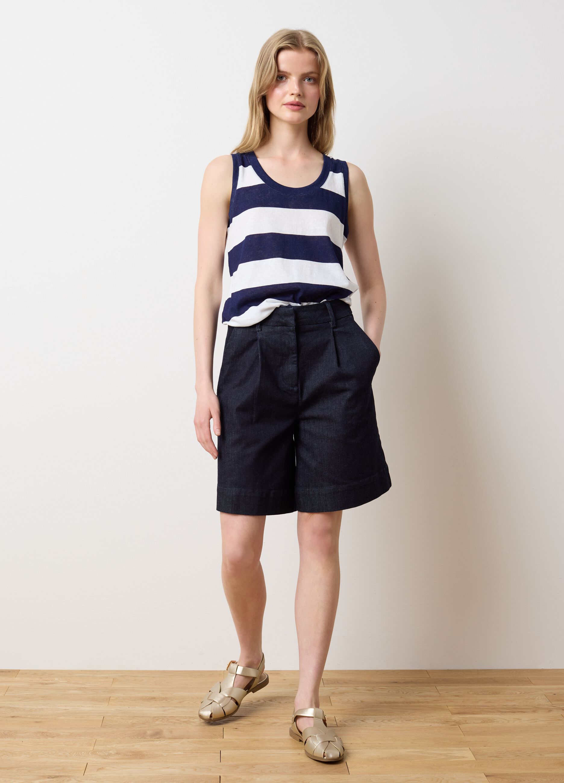 Women's Wide Leg Denim Blue Shorts