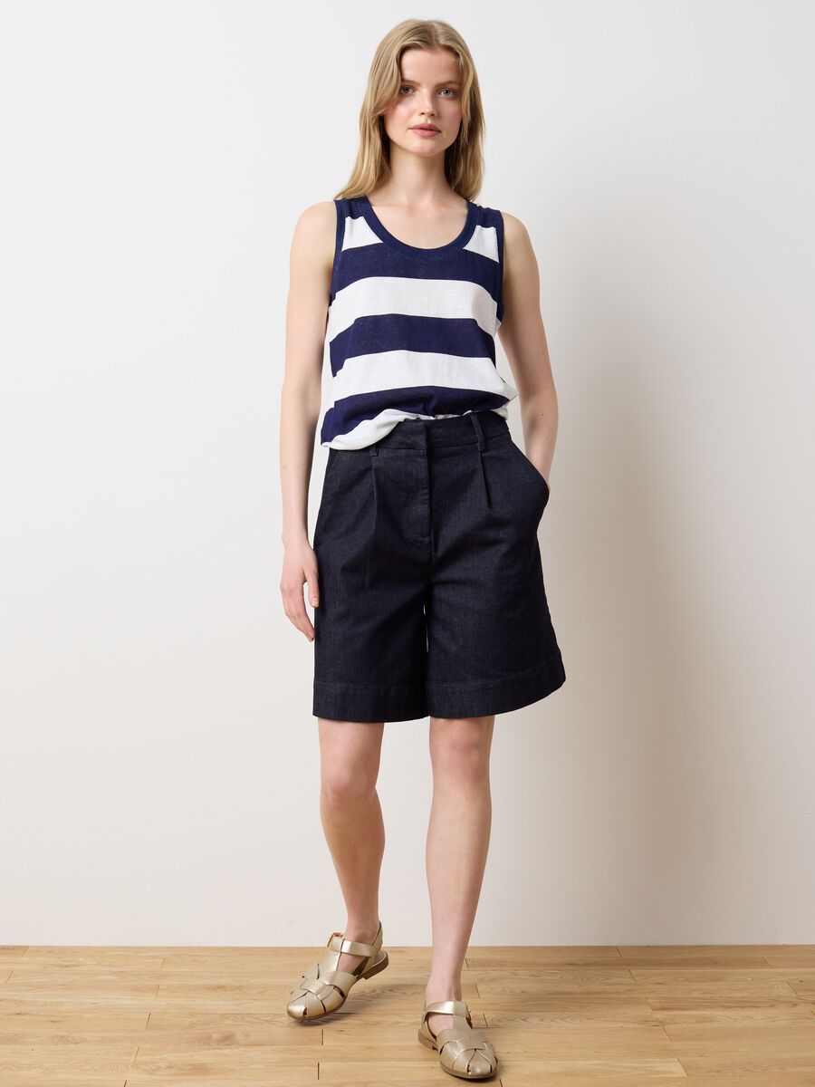 Women's Wide Leg Denim Blue Shorts_0