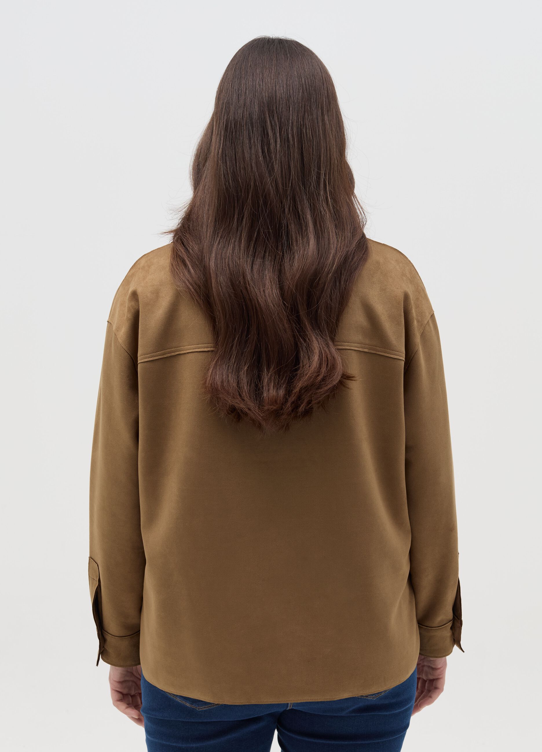 Curvy suede shacket