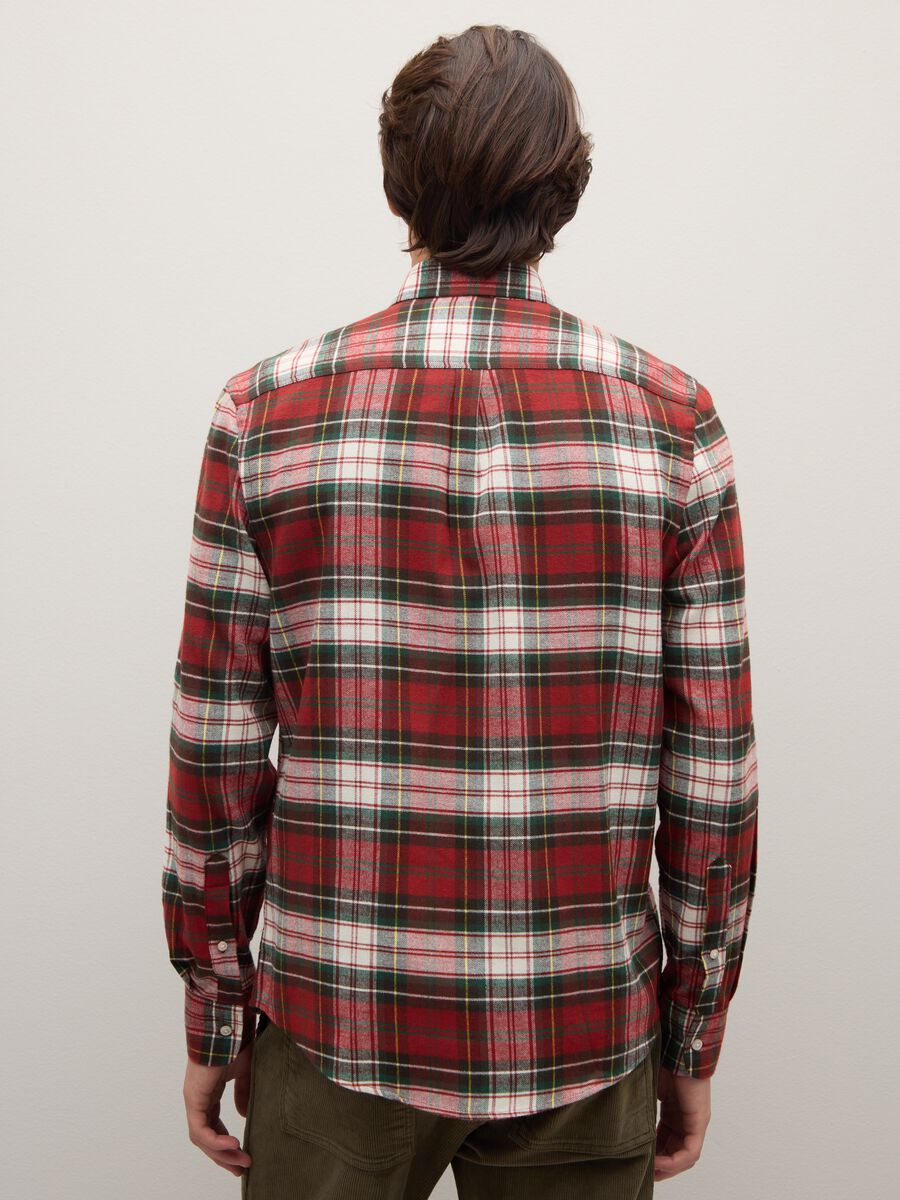 Multicolor check pure cotton regular fit flannel shirt_3