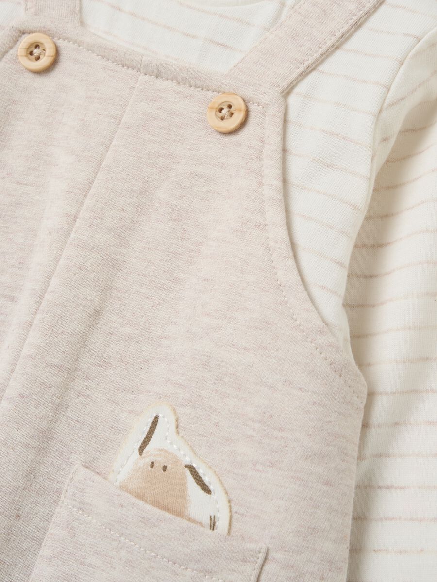 “Funny Puppy” dungaree-style onesie in cotton_2