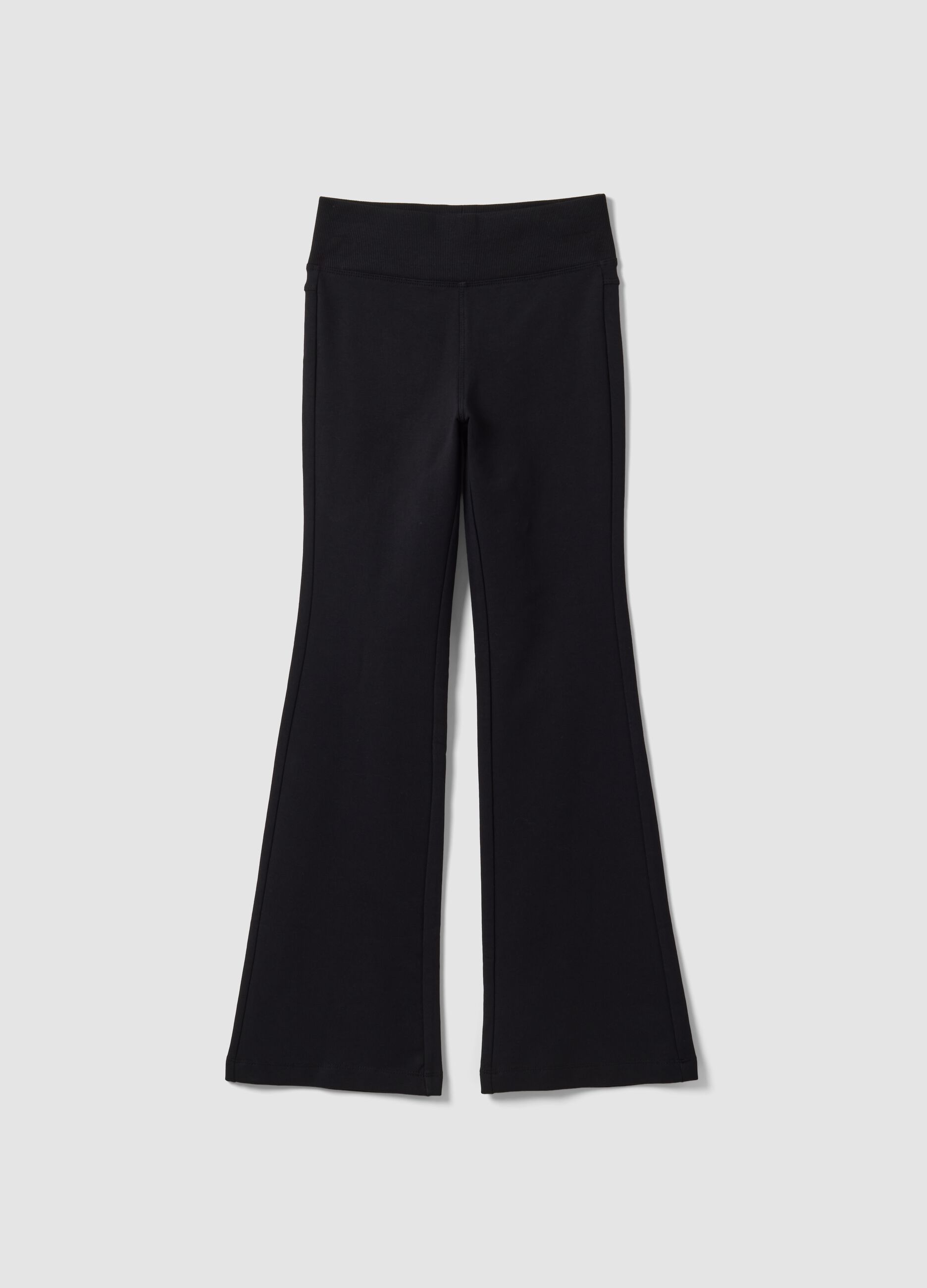 Girls&rsquo; black flared cotton-stretch treggings