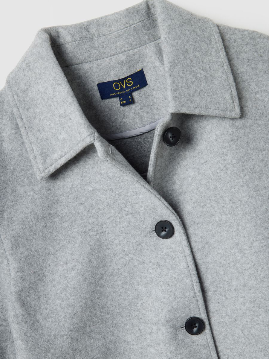 Grey regular fit short coat with buttons_5