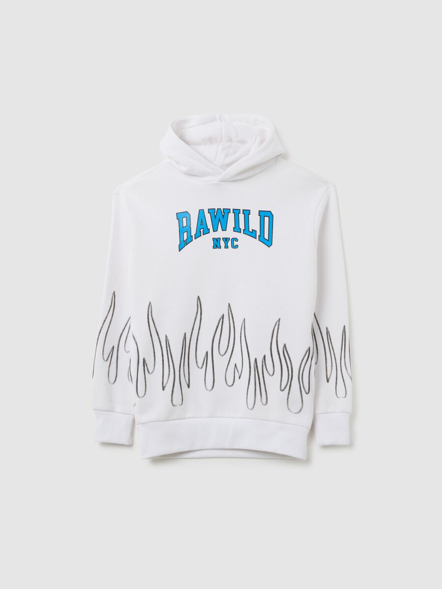 White children's cotton blend sweatshirt regular fit with print_3