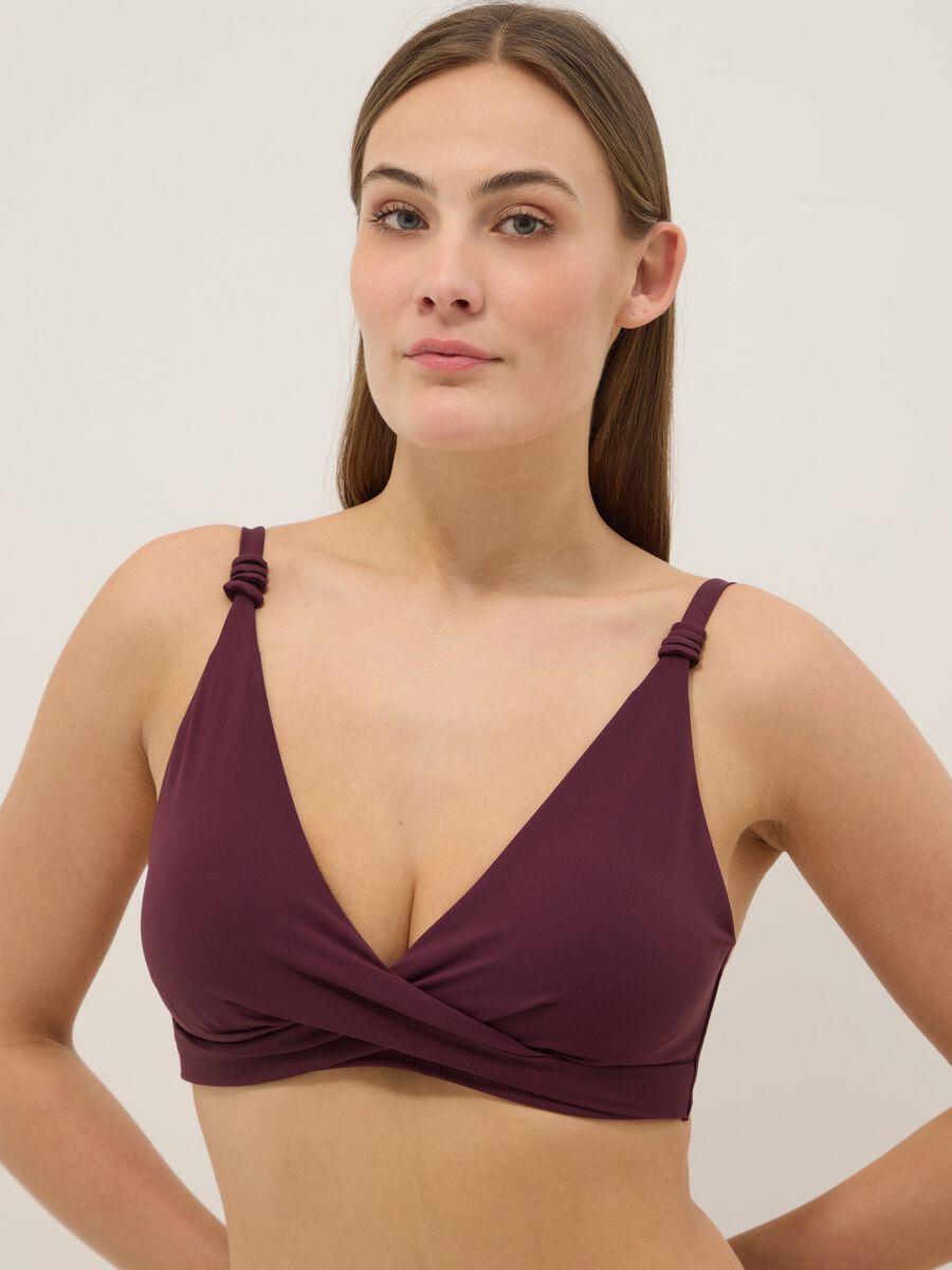 Top bikini a triangolo viola in tessuto elasticizzato con effetto shaping_0