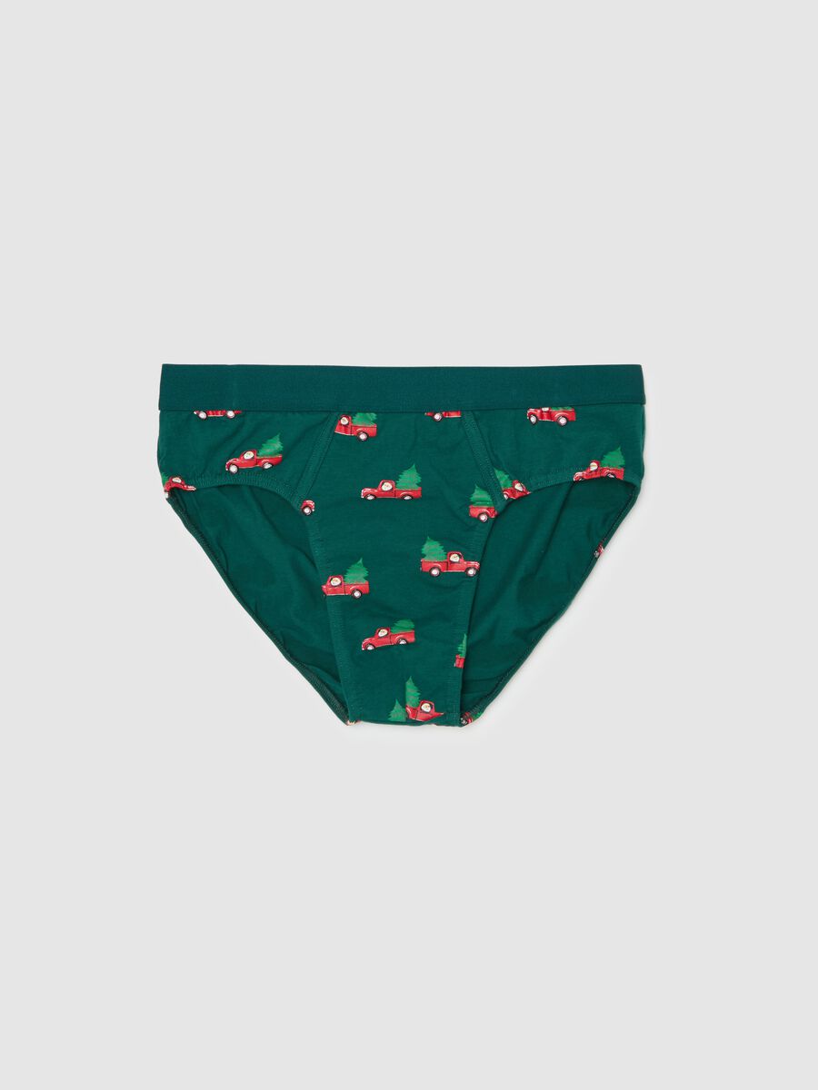 Stretch organic cotton briefs with all-over print_0