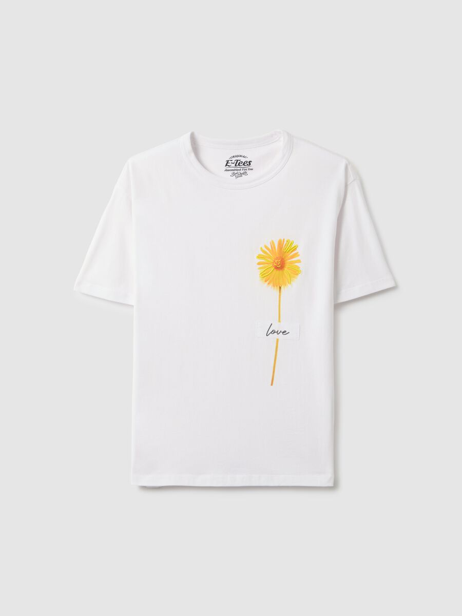 White pure cotton regular fit t-shirt with floral print_4
