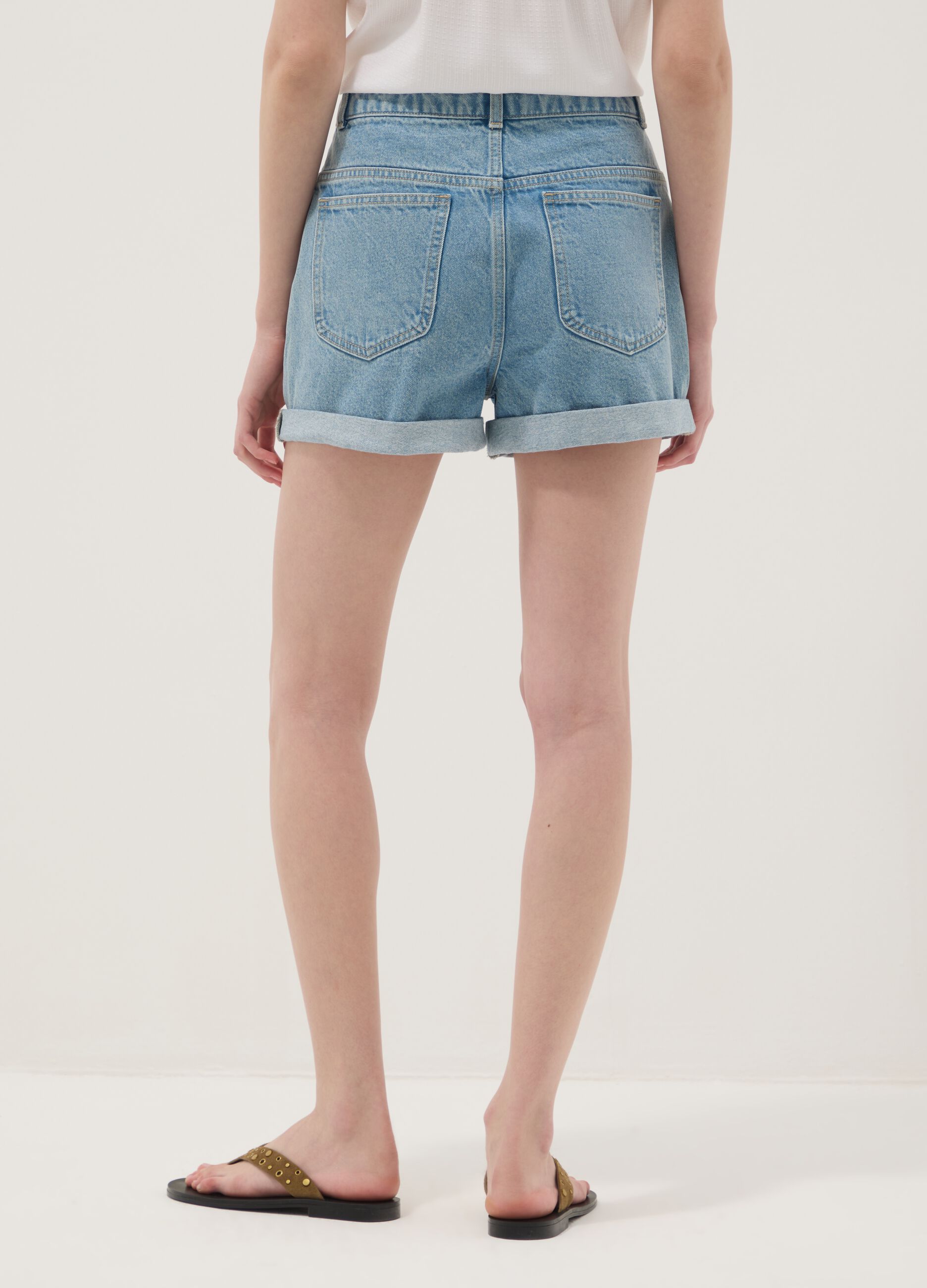 Light blue pure cotton denim shorts