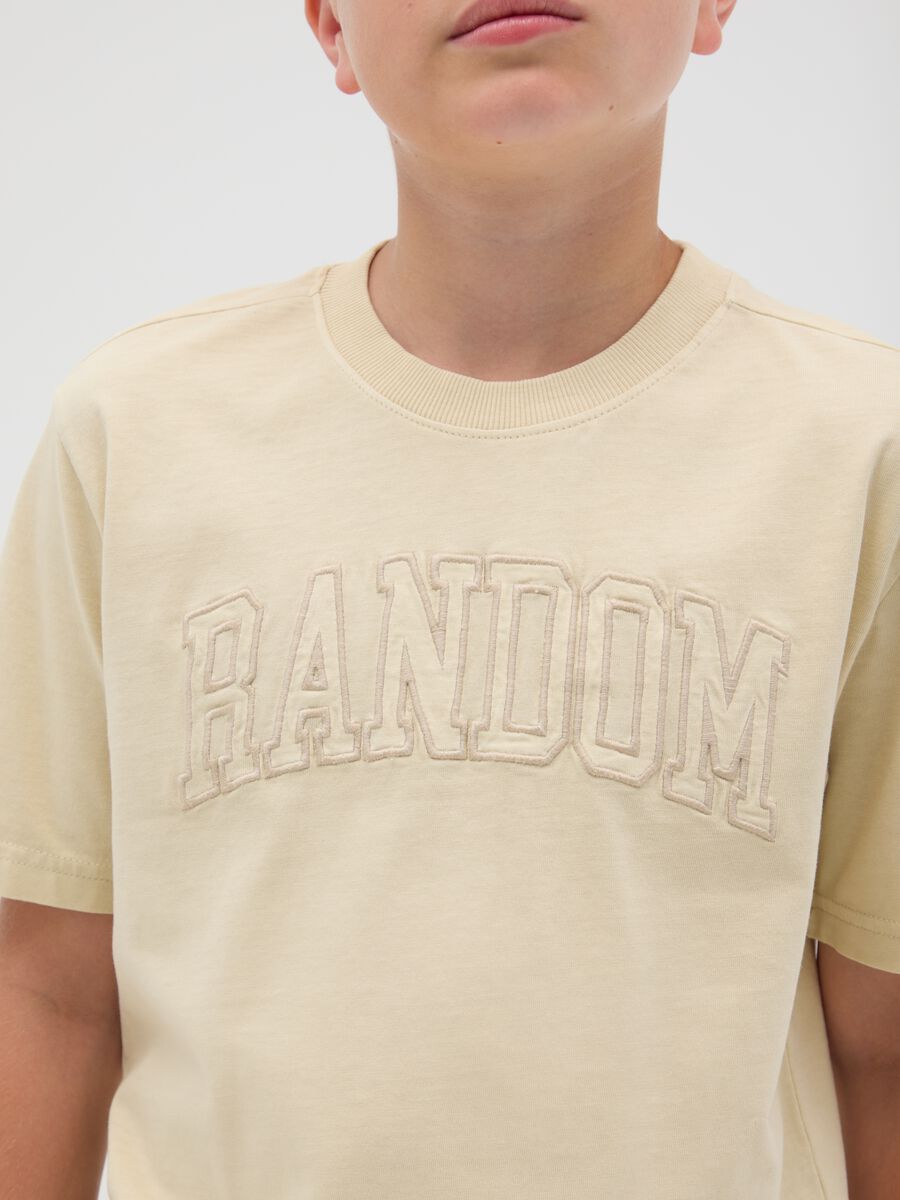 T-shirt da ragazzo in puro cotone beige regular fit_2