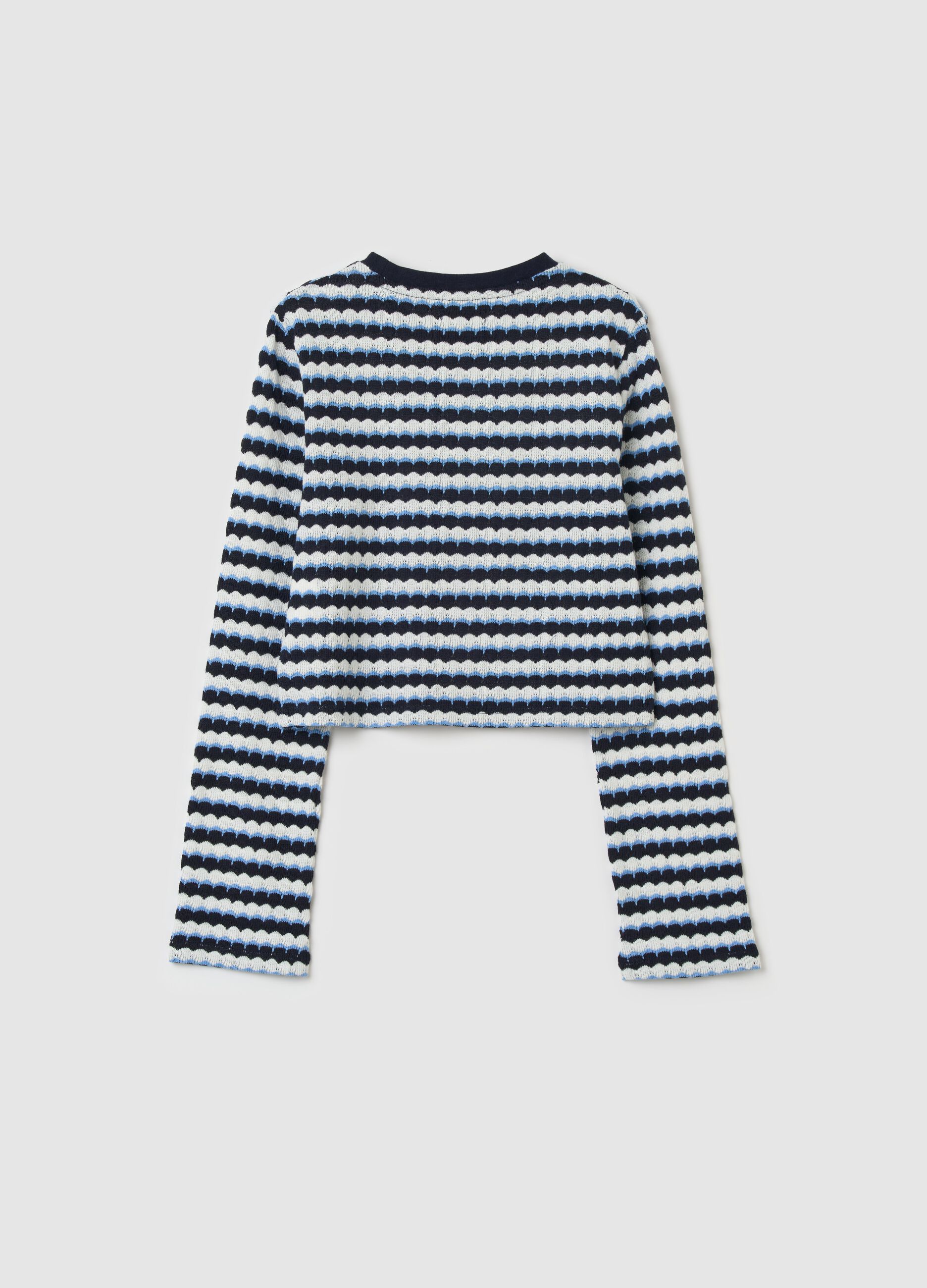 Long-sleeved jersey T-shirt with stripe design
