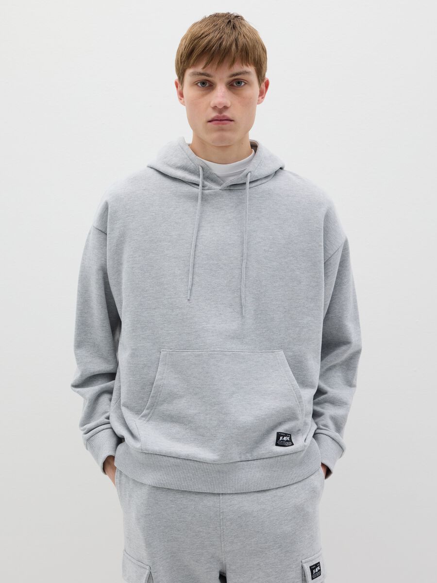 Over-fit sweatshirt in cotton with hood_0
