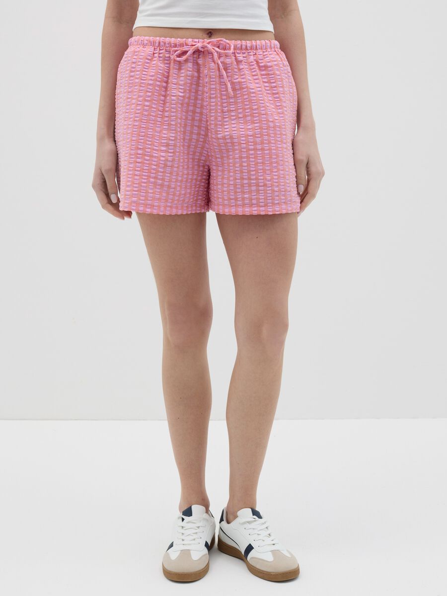 Pink shorts in check cotton_1