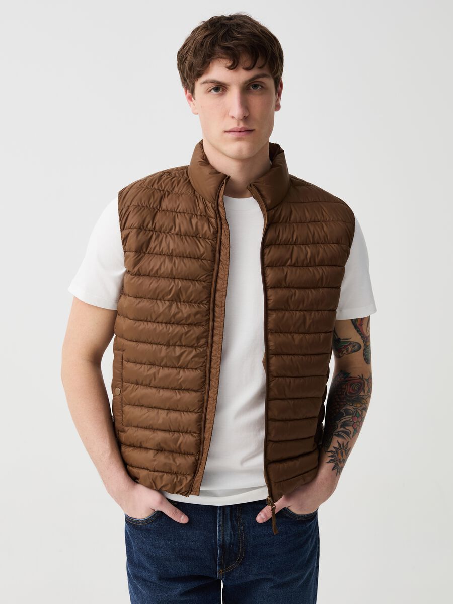 Ultralight quilted gilet with high neck_0