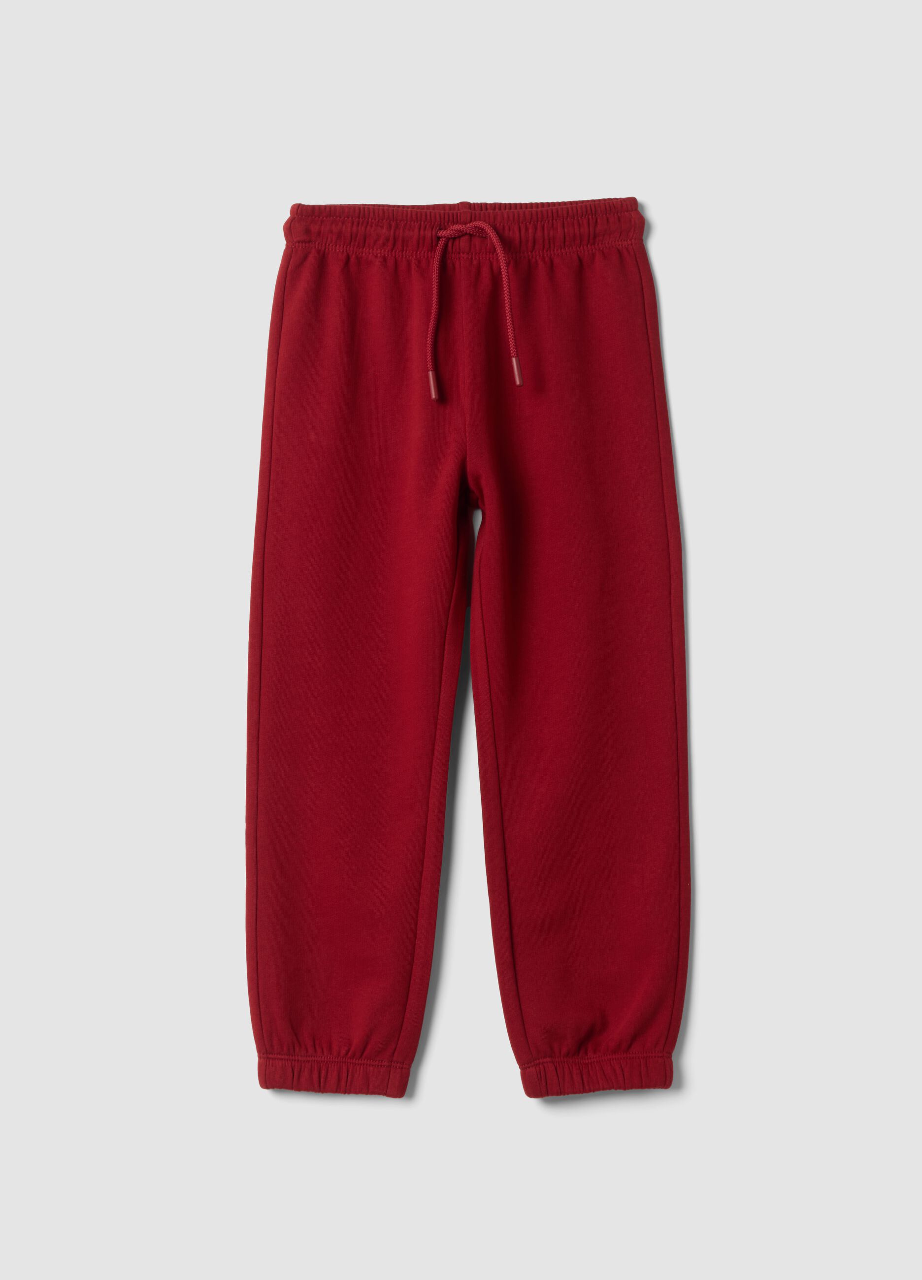 Pantaloni jogger rossi in puro cotone organico