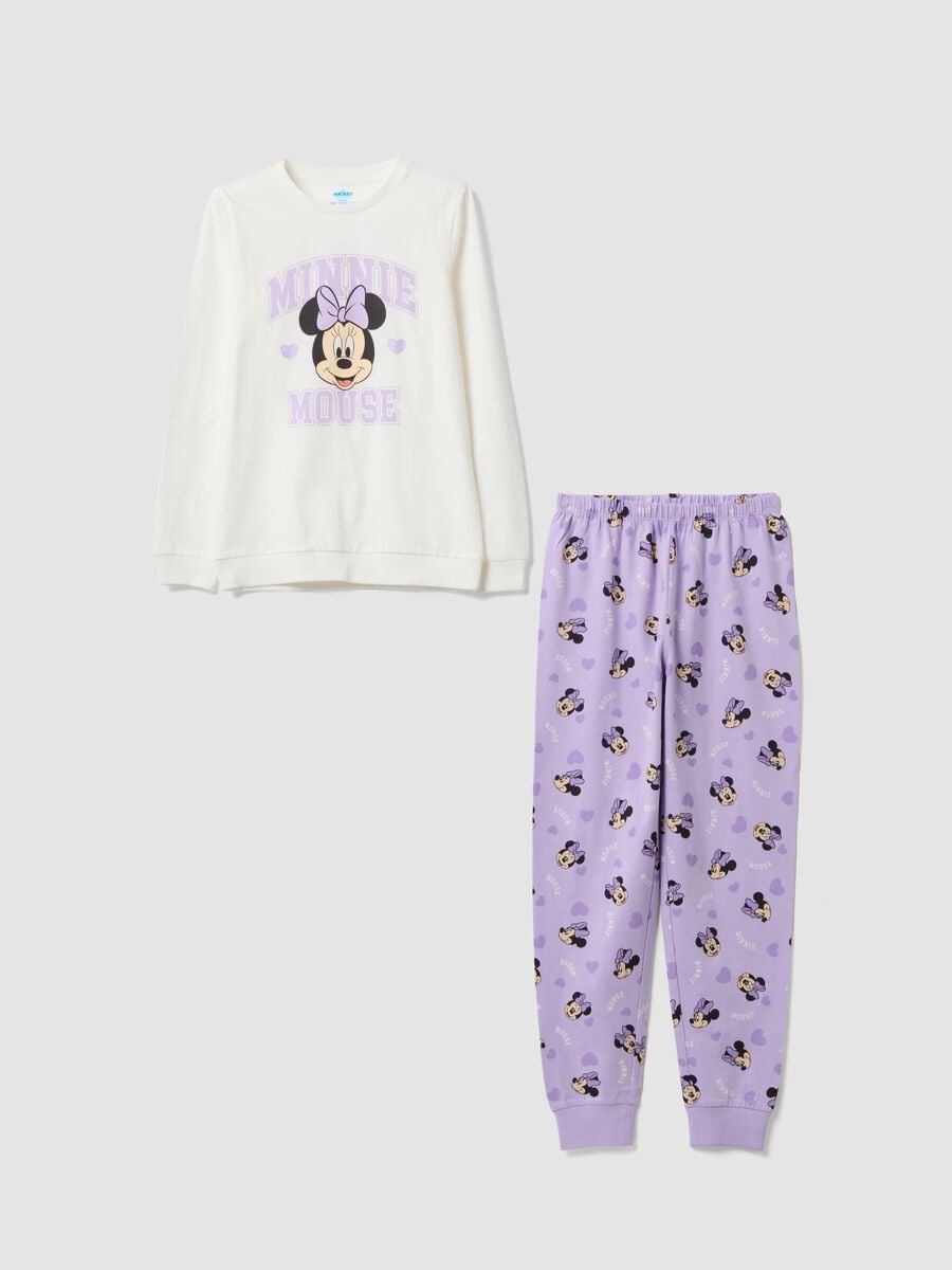 White and purple pure organic cotton Minnie print pyjamas_0
