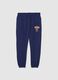 Blue cotton blend regular fit jogger with Bears logo_4
