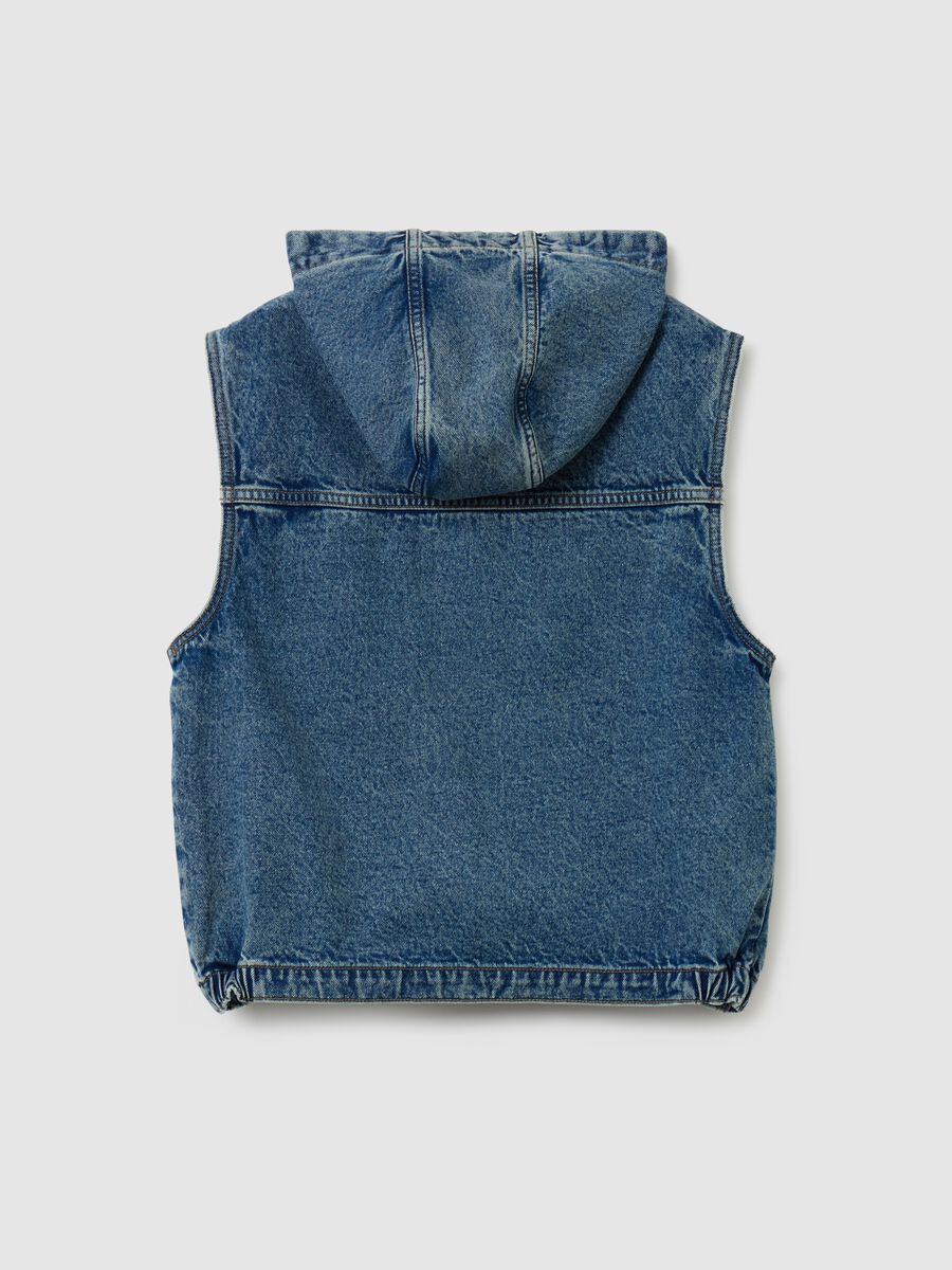 Gilet full-zip in denim con cappuccio_4