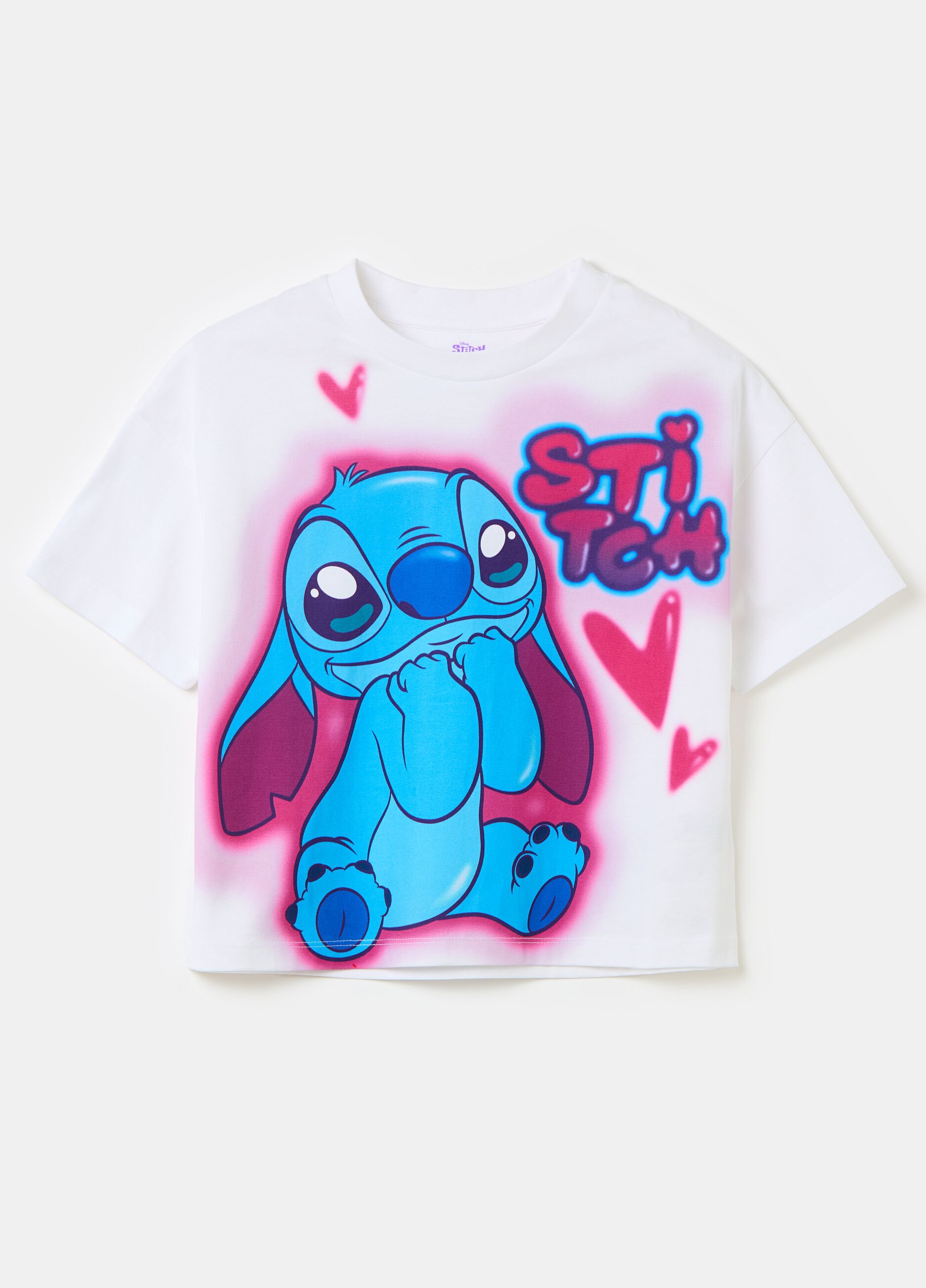 T-shirt in cotone con stampa Stitch