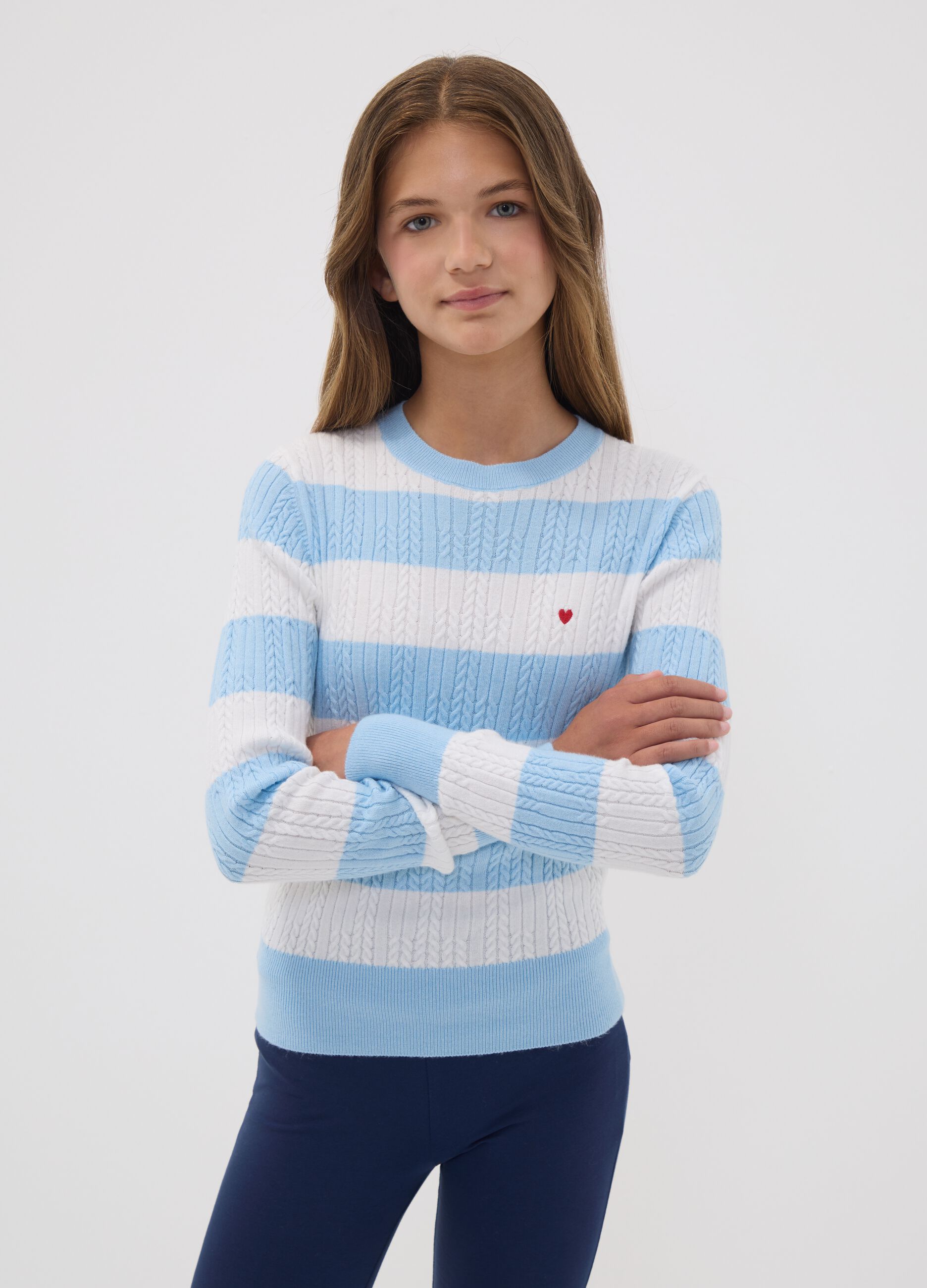 Multicolour striped viscose-blend boat-neck jumper for girls
