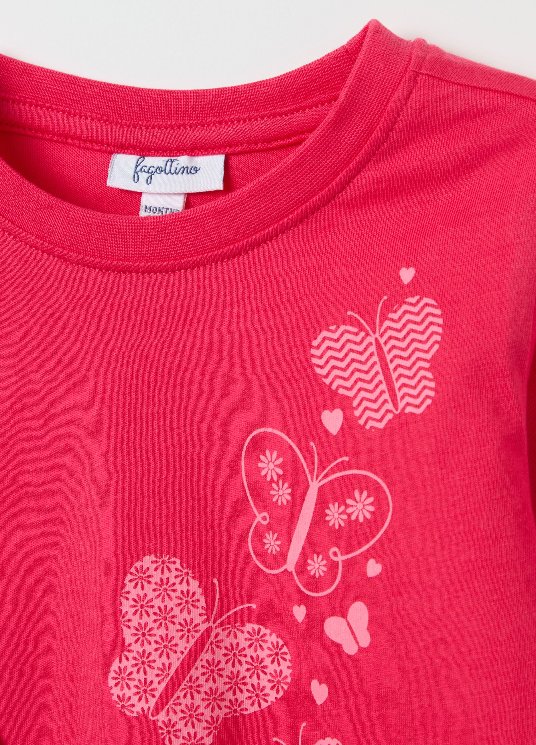 Cotton T-shirt with print and long sleeves