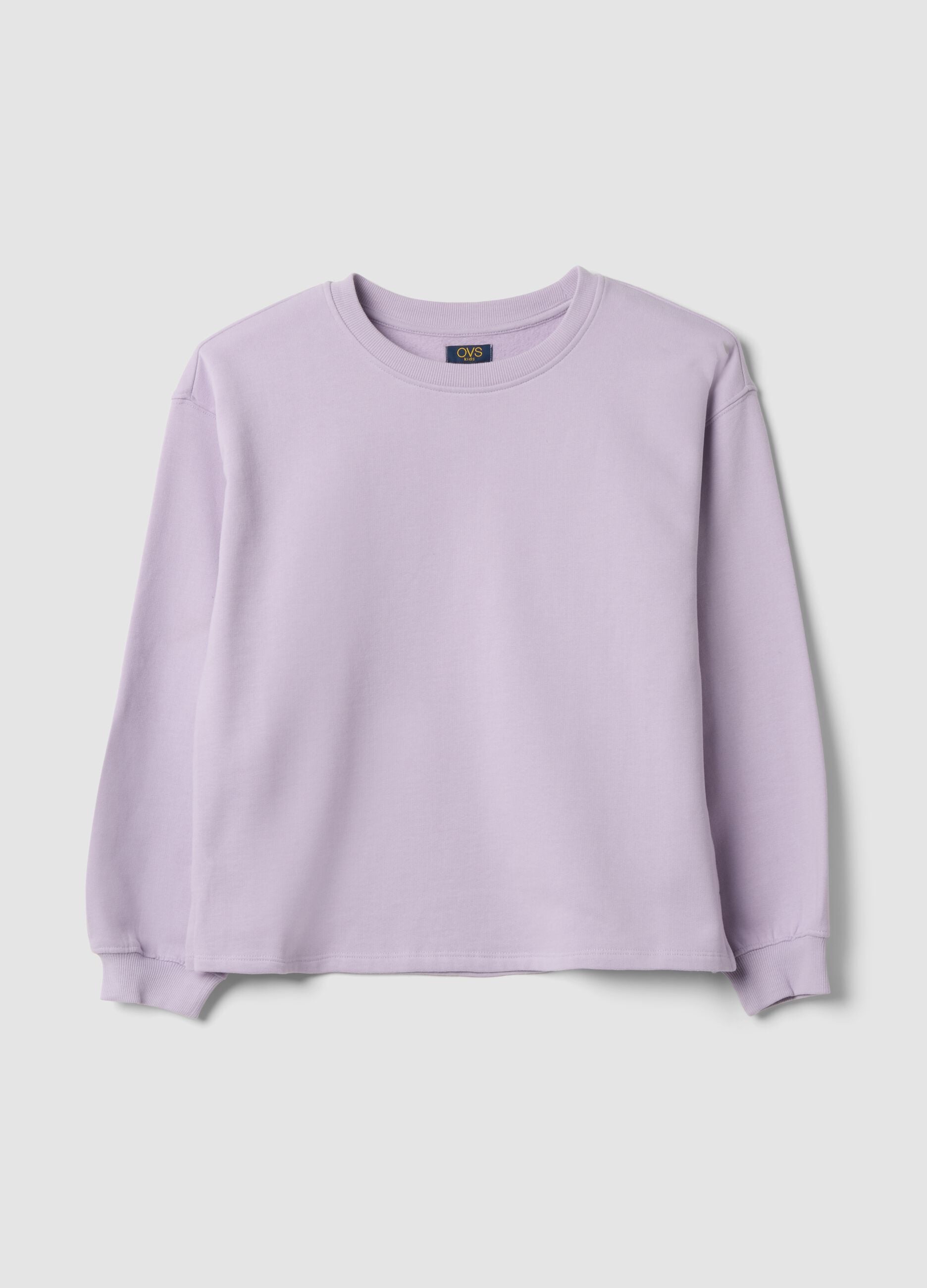 Purple organic cotton sweatshirt with ribbed collar