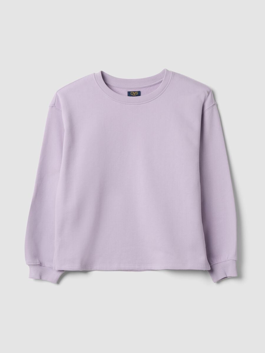 Purple organic cotton sweatshirt with ribbed collar_0