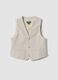Beige tailored stretch-cotton waistcoat for boys, regular fit_0