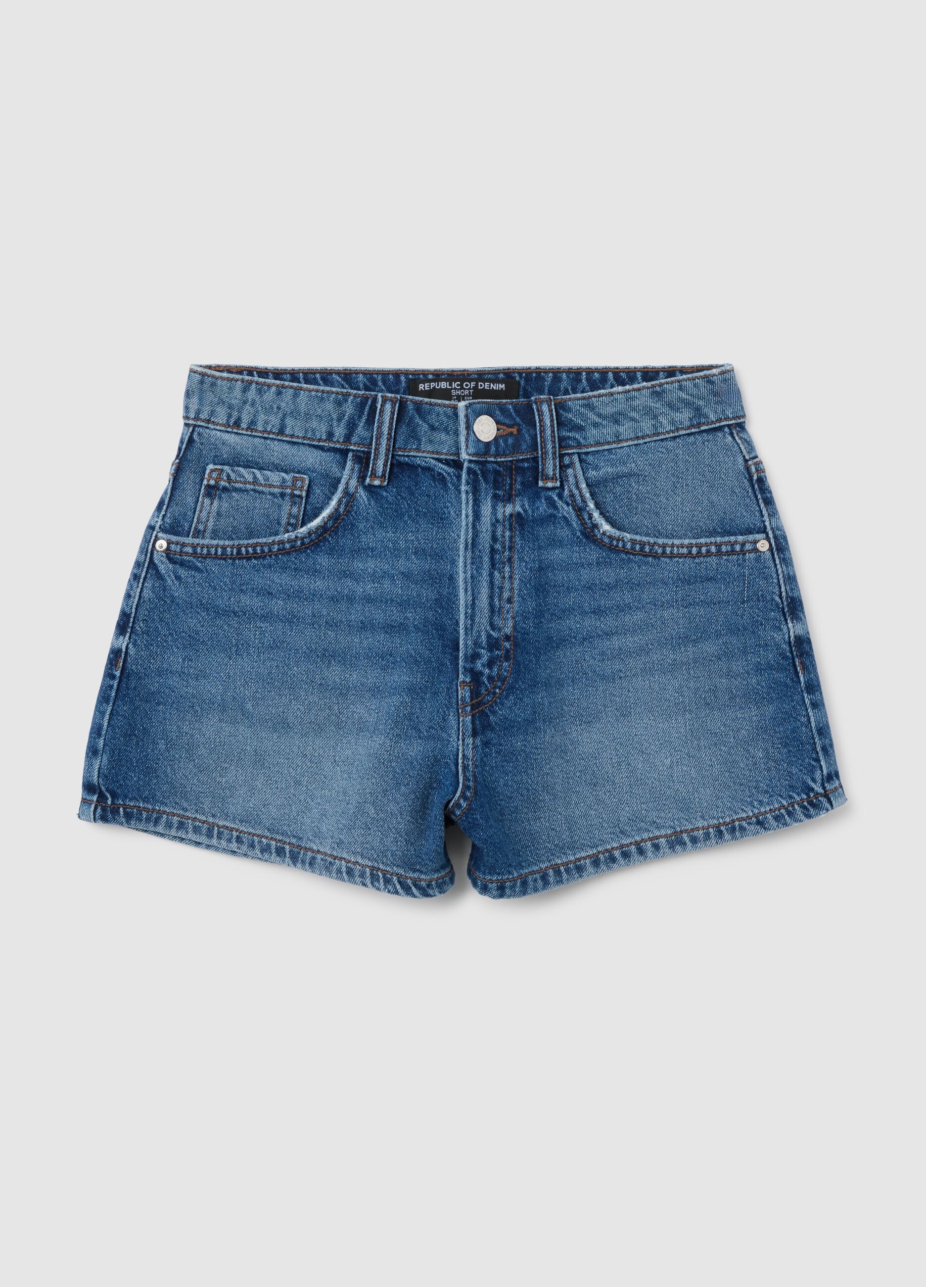 Shorts da donna in puro cotone denim regular fit