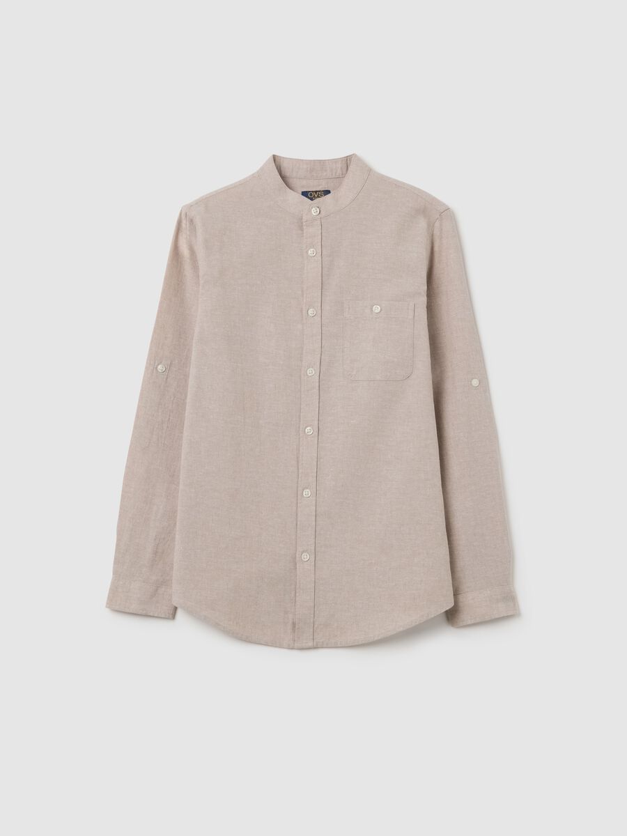 Beige Cotton and Linen Regular Shirt for Kids by OVS_3