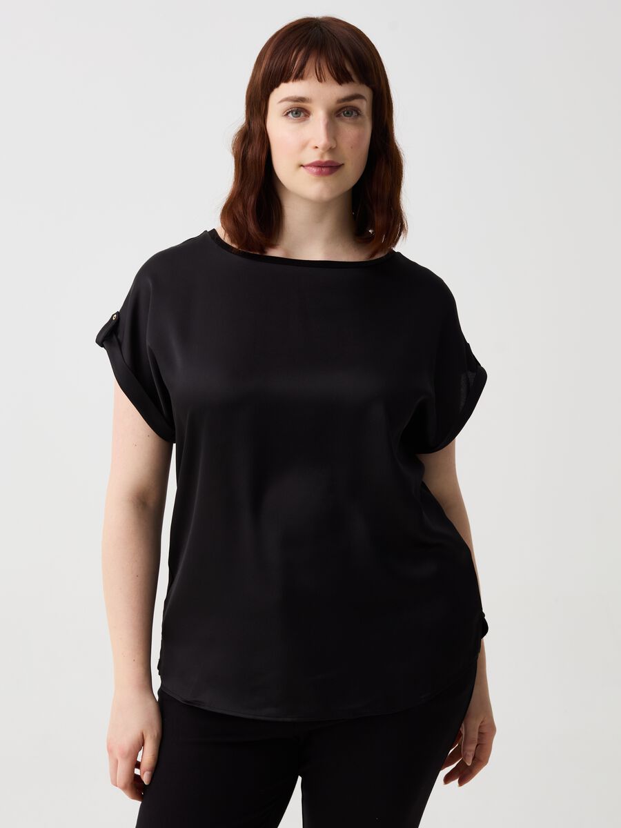 Curvy T-shirt in viscose with satin front_0
