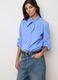Sky blue cotton blend striped oversized shirt_0