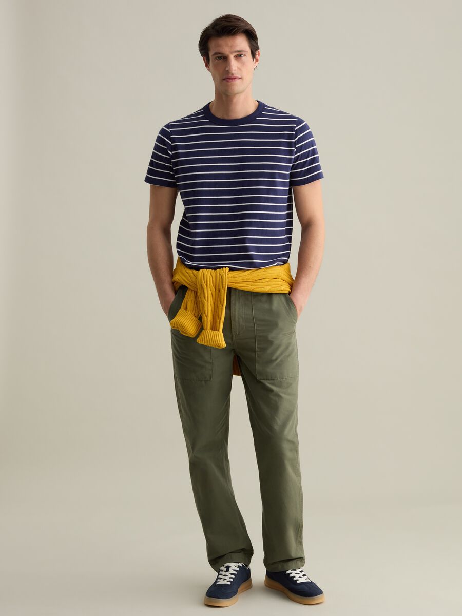 Cotton T-shirt with thin stripes_1