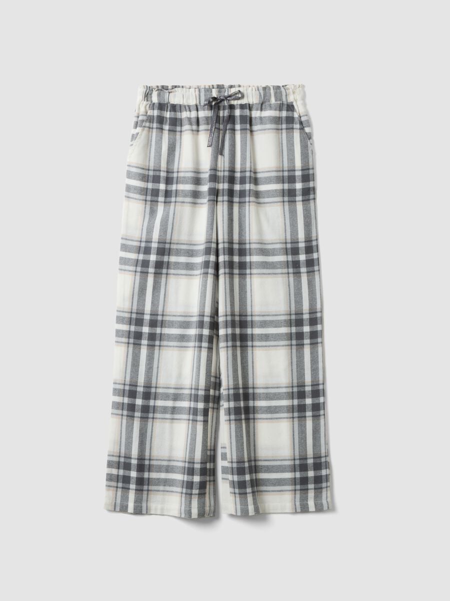 White checked organic pure cotton flannel pyjama bottoms_0