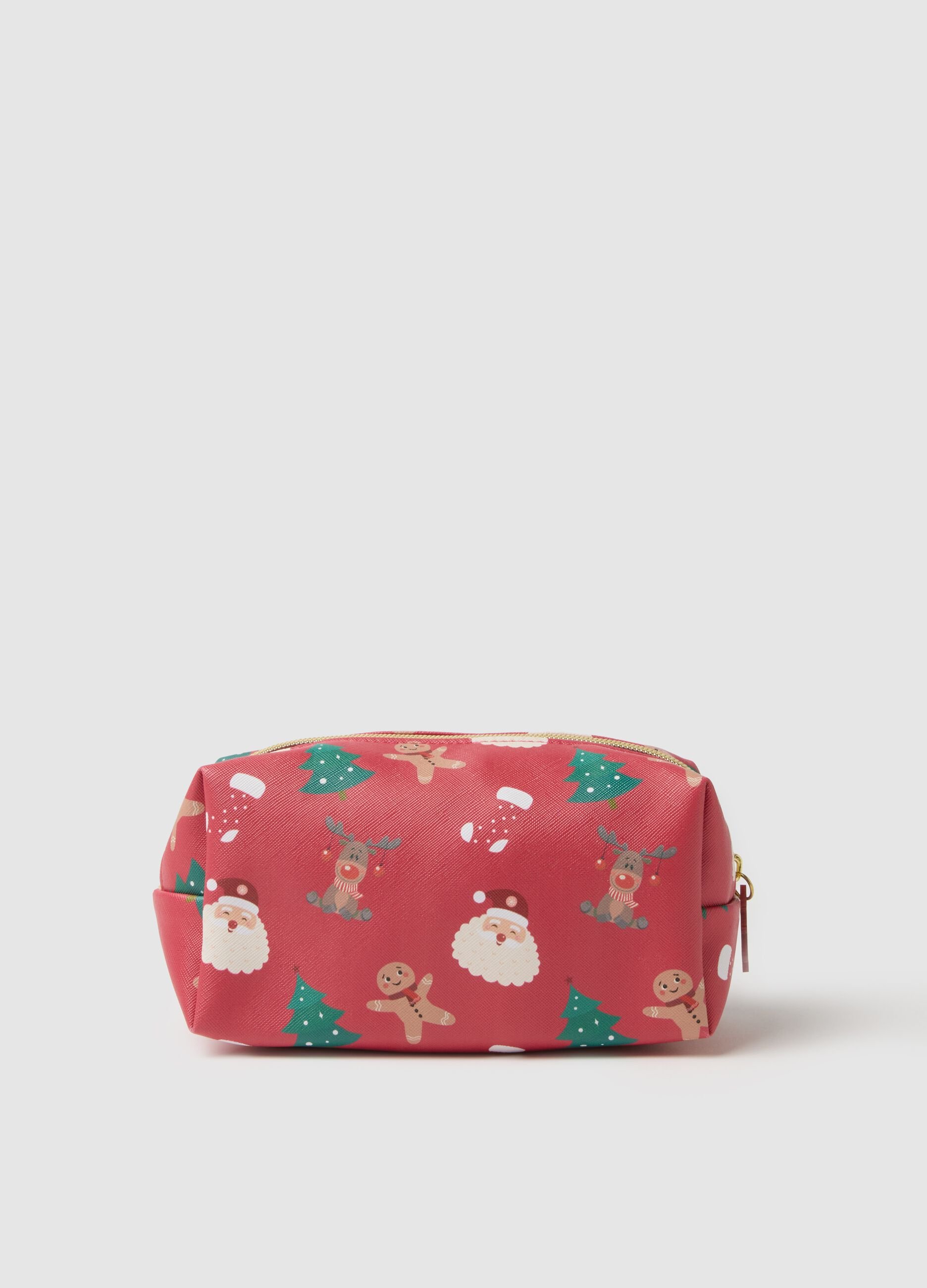 Red Christmas pouch with zip closure