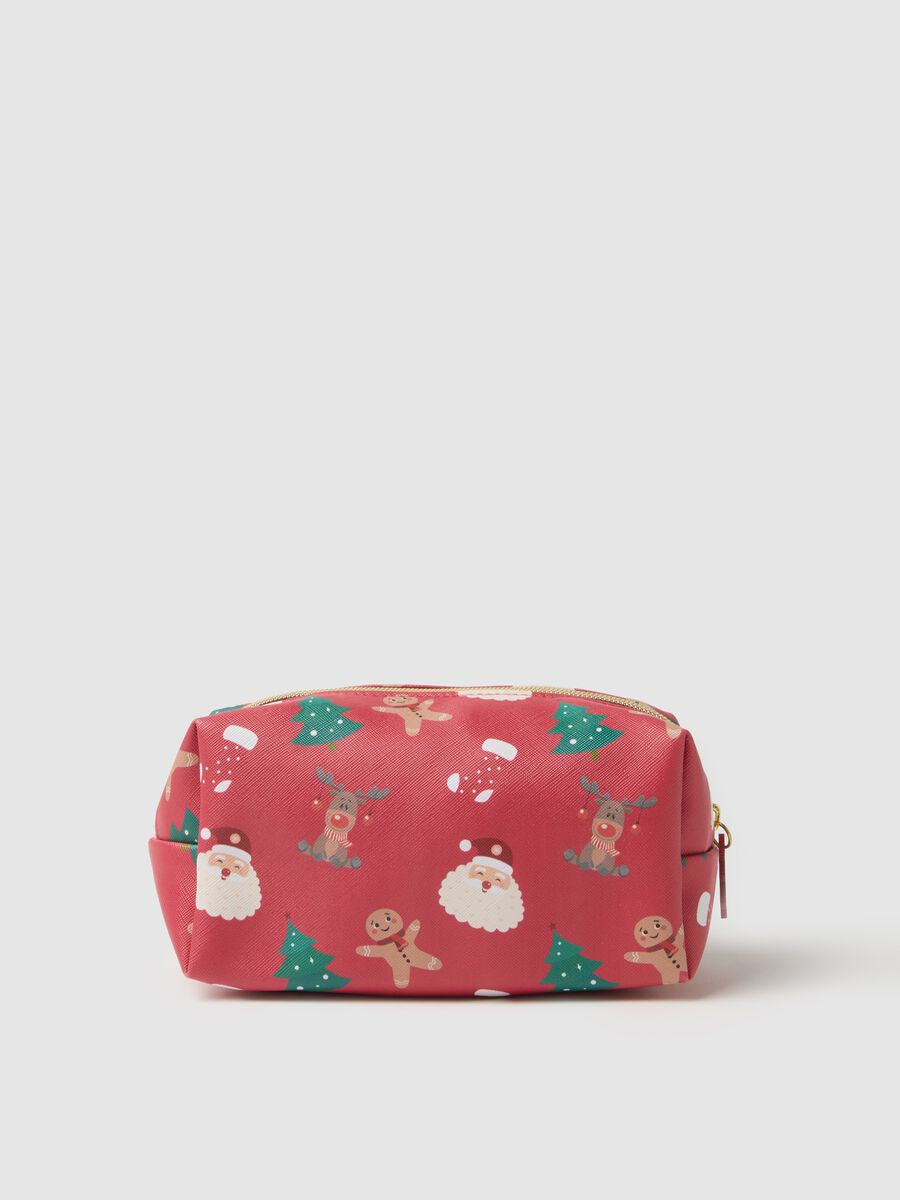 Red Christmas pouch with zip closure_0