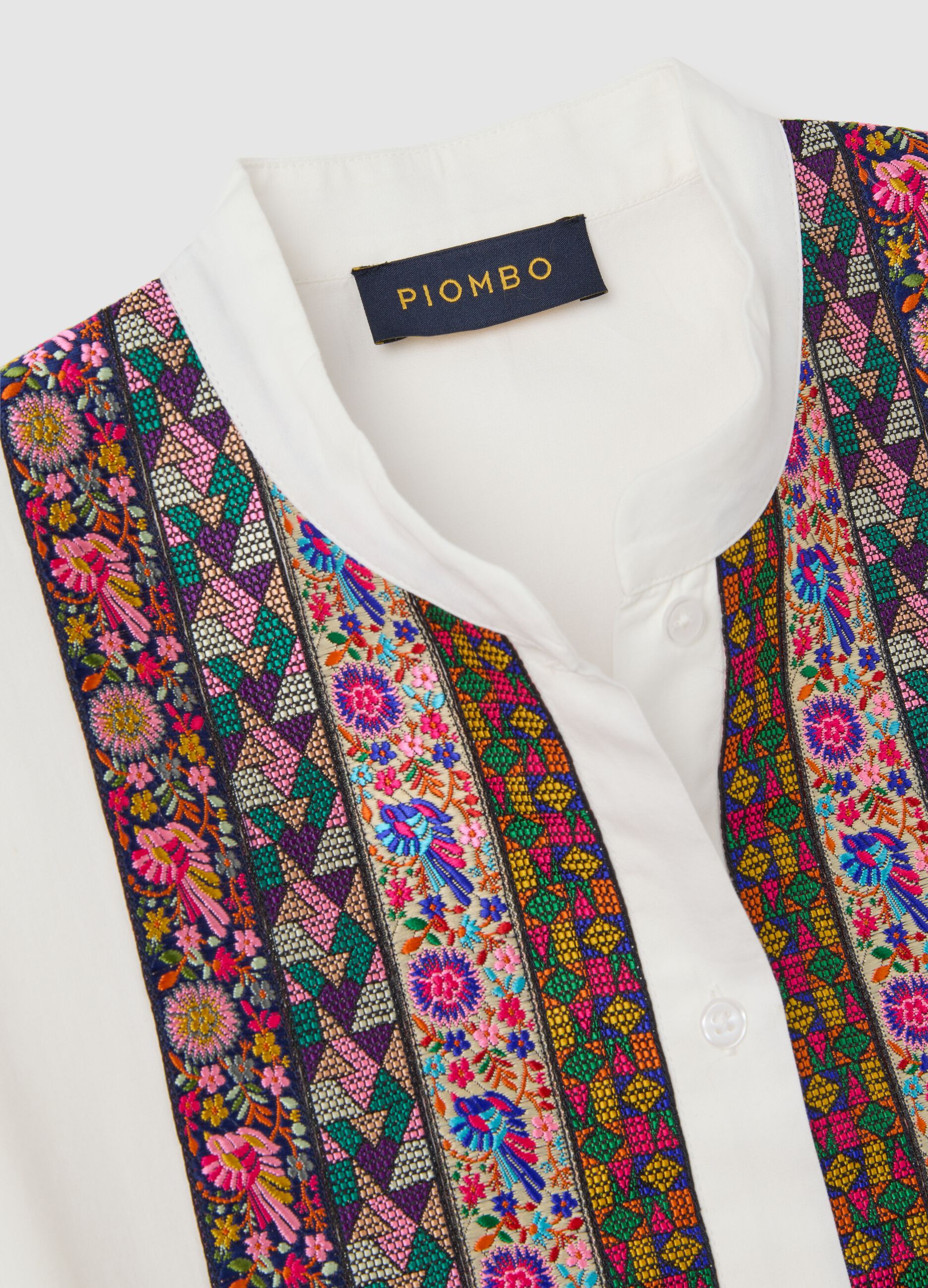 Shirt with Multicolor Piombo Details