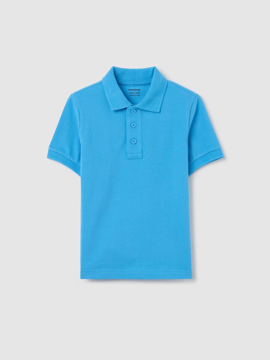 Essential light blue polo shirt in organic cotton_0