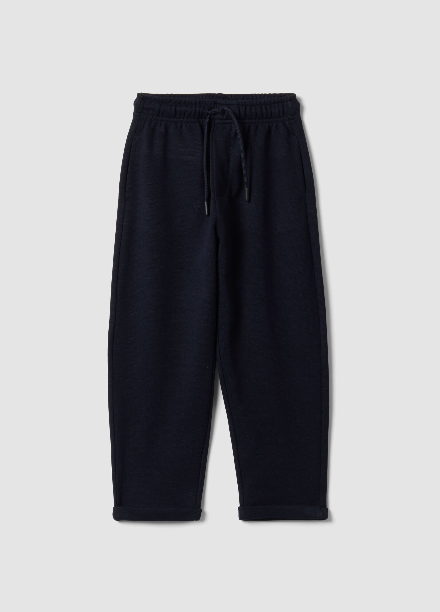 Pantaloni blu in viscosa e lyocell elasticizzato regular fit per bambino