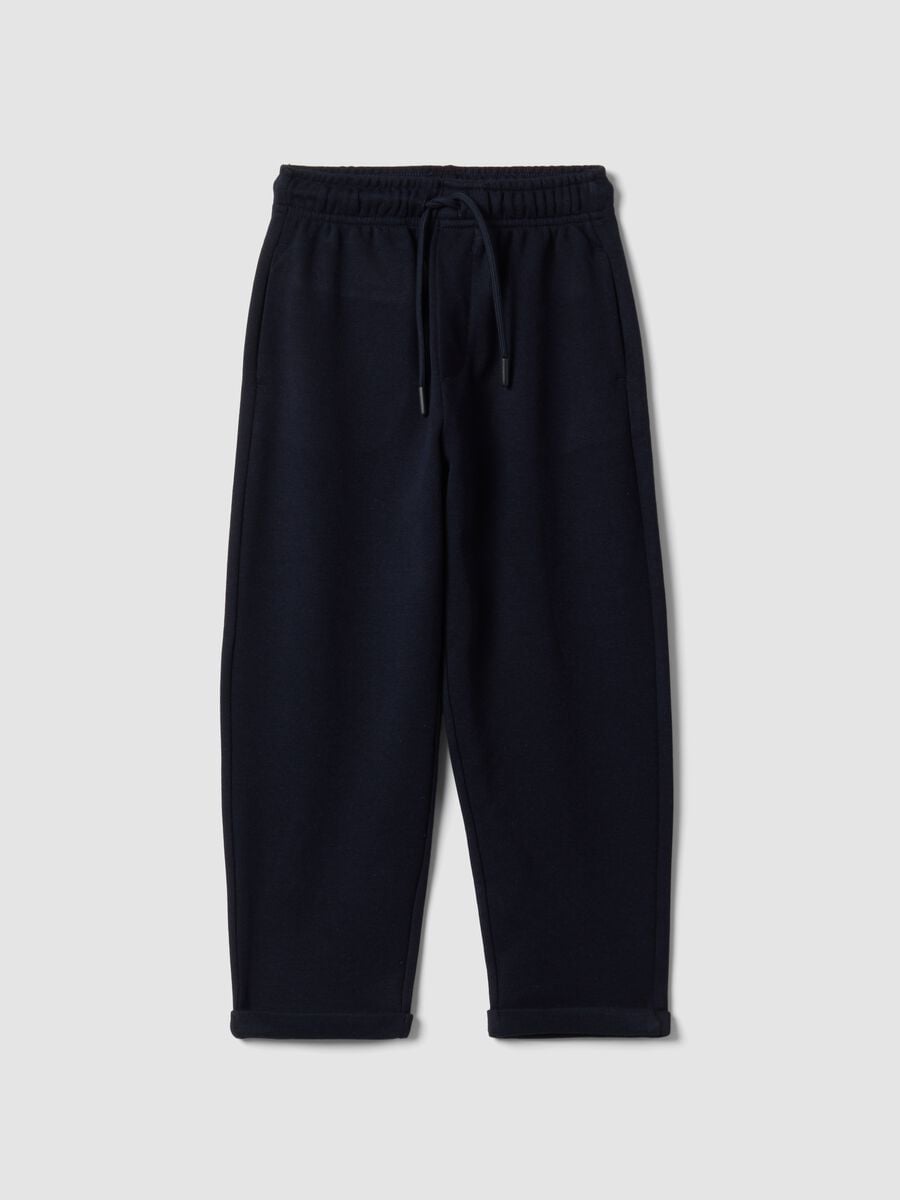Pantaloni blu in viscosa e lyocell elasticizzato regular fit per bambino_0