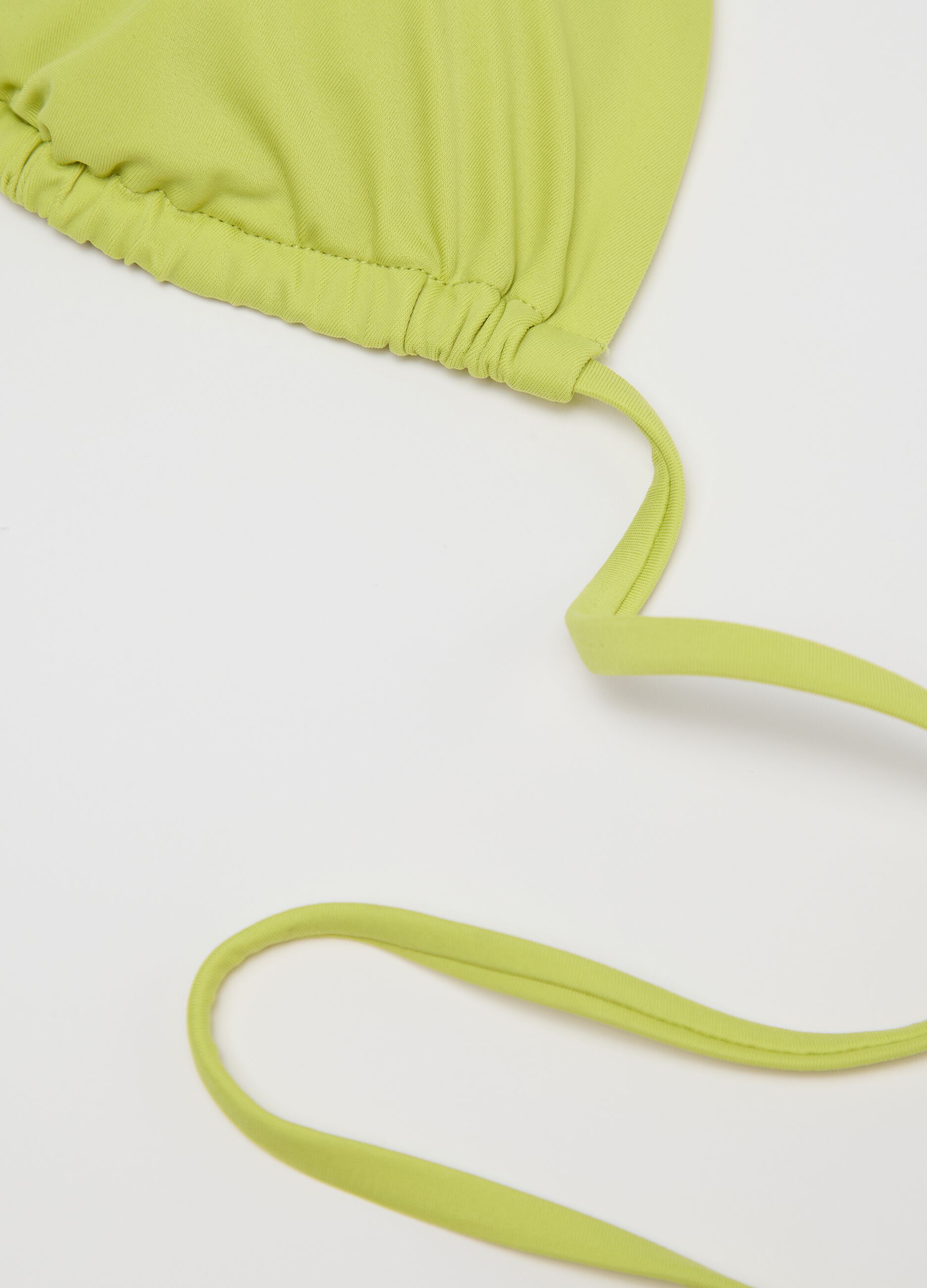 Green triangle bikini top with ties