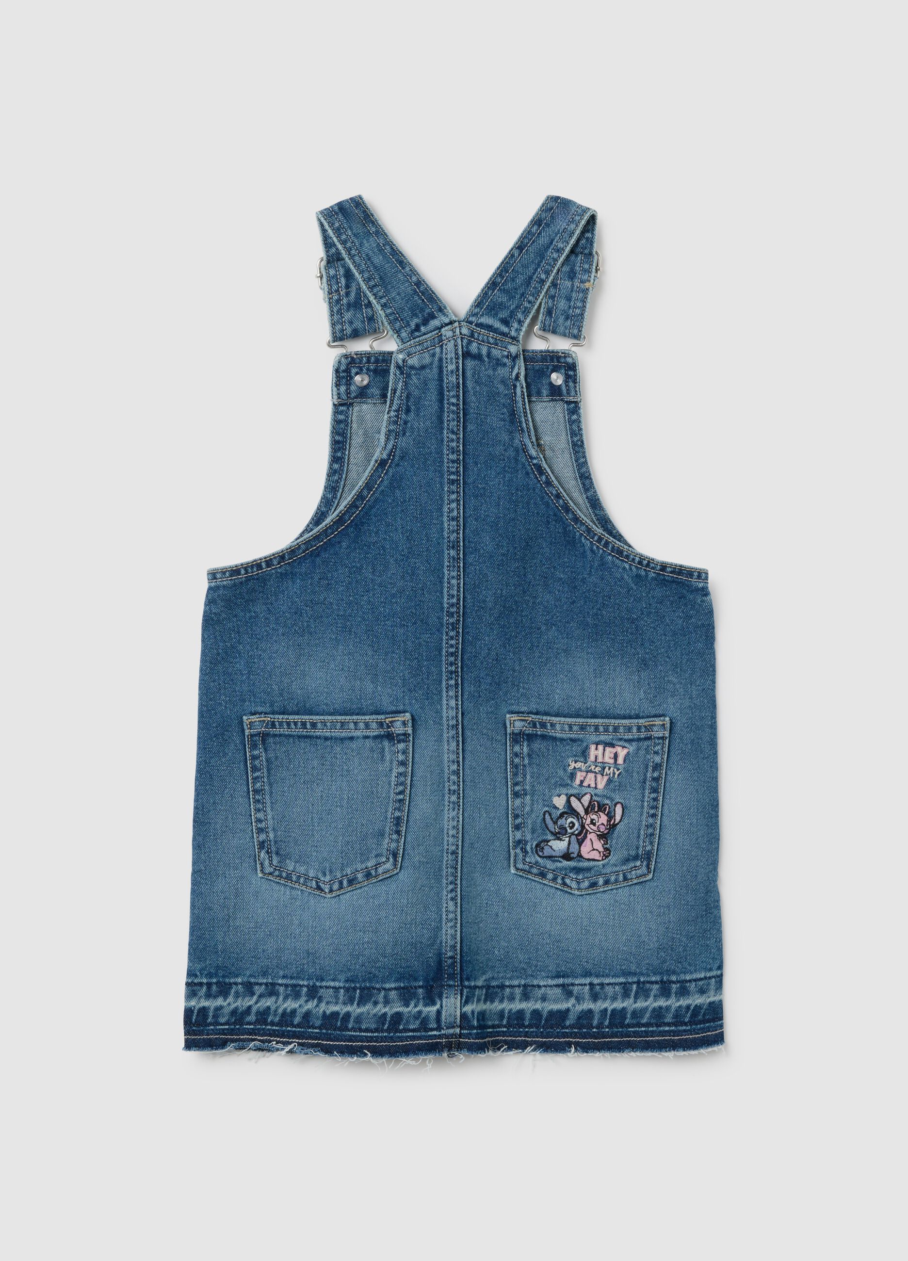 Girls' denim dungarees with embroidery