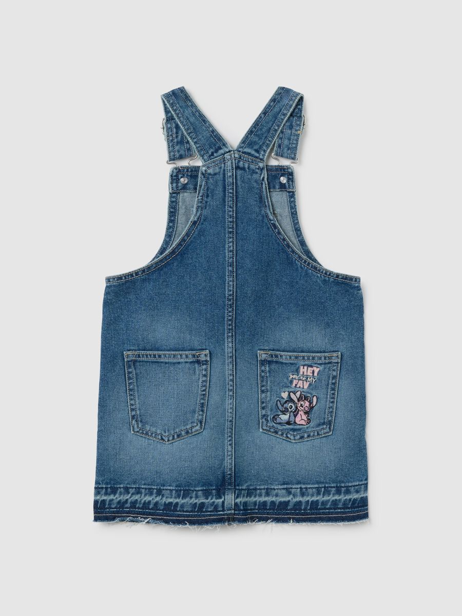 Salopette da bambina in denim con ricami_1