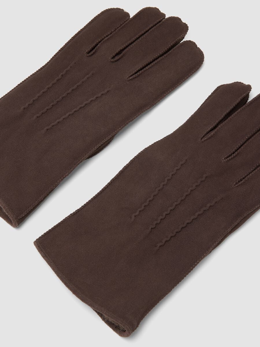 Brown gloves in pure leather_1