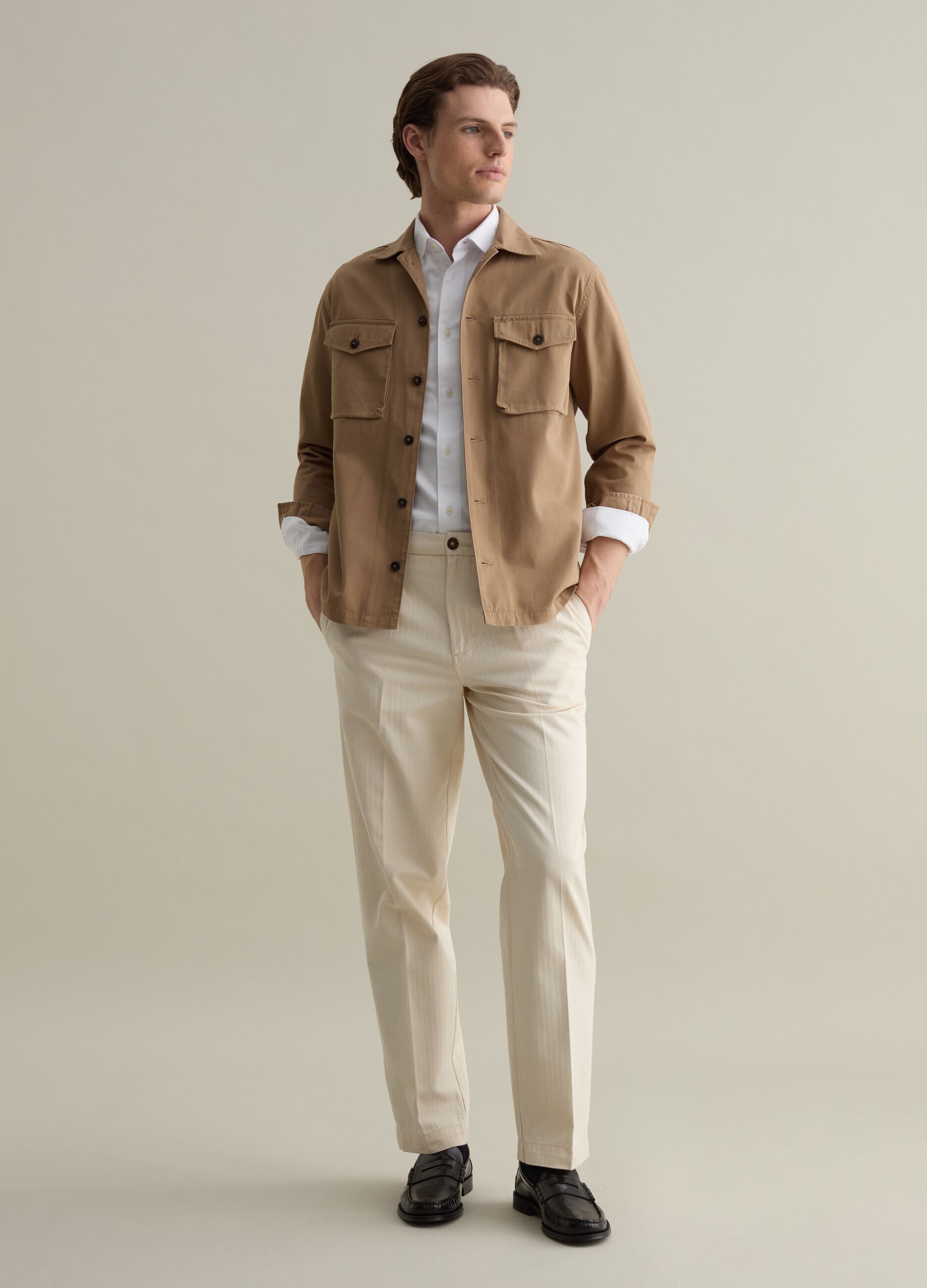 Shacket in twill tinta unita