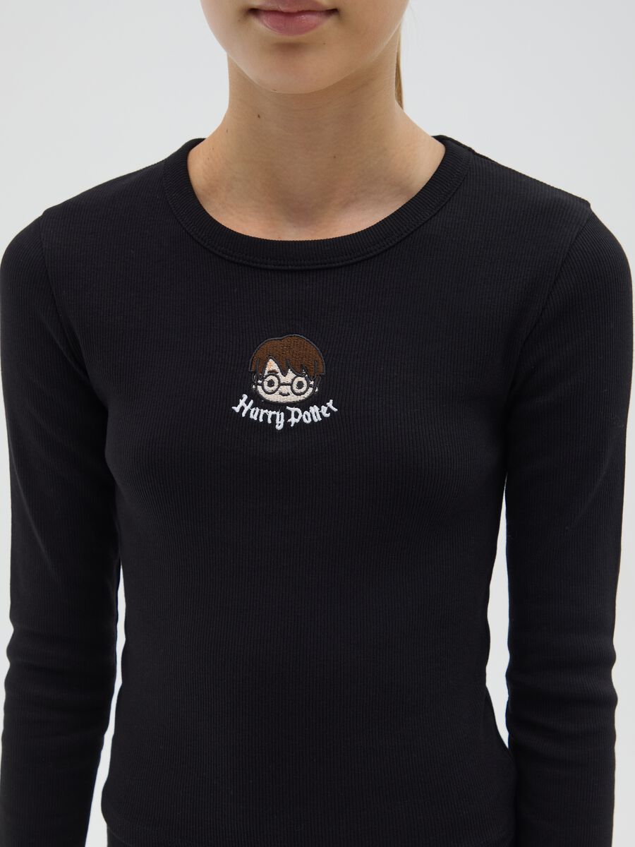 Girl's black regular fit stretch cotton top_2