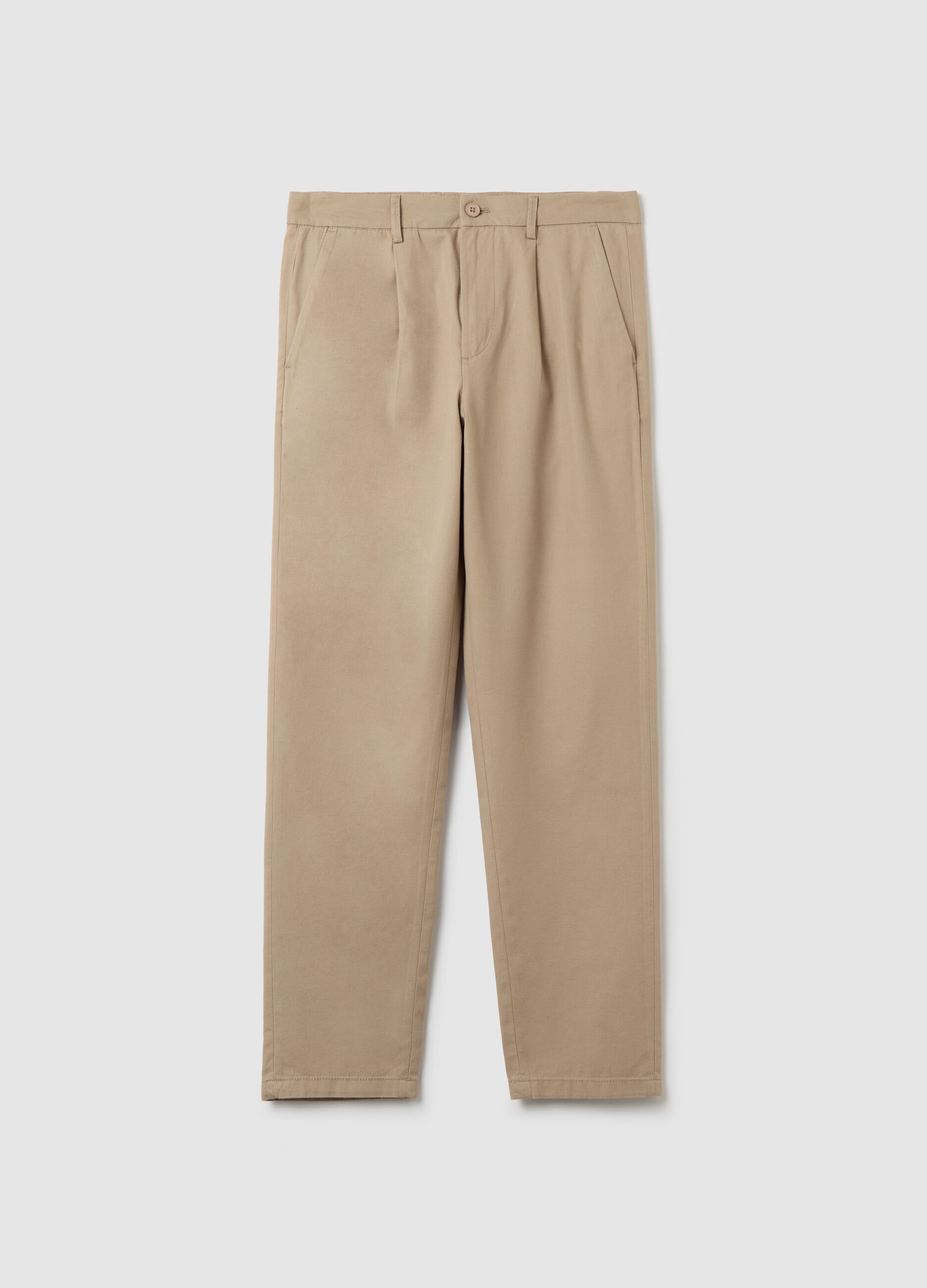 Pantaloni chino in cotone e lino