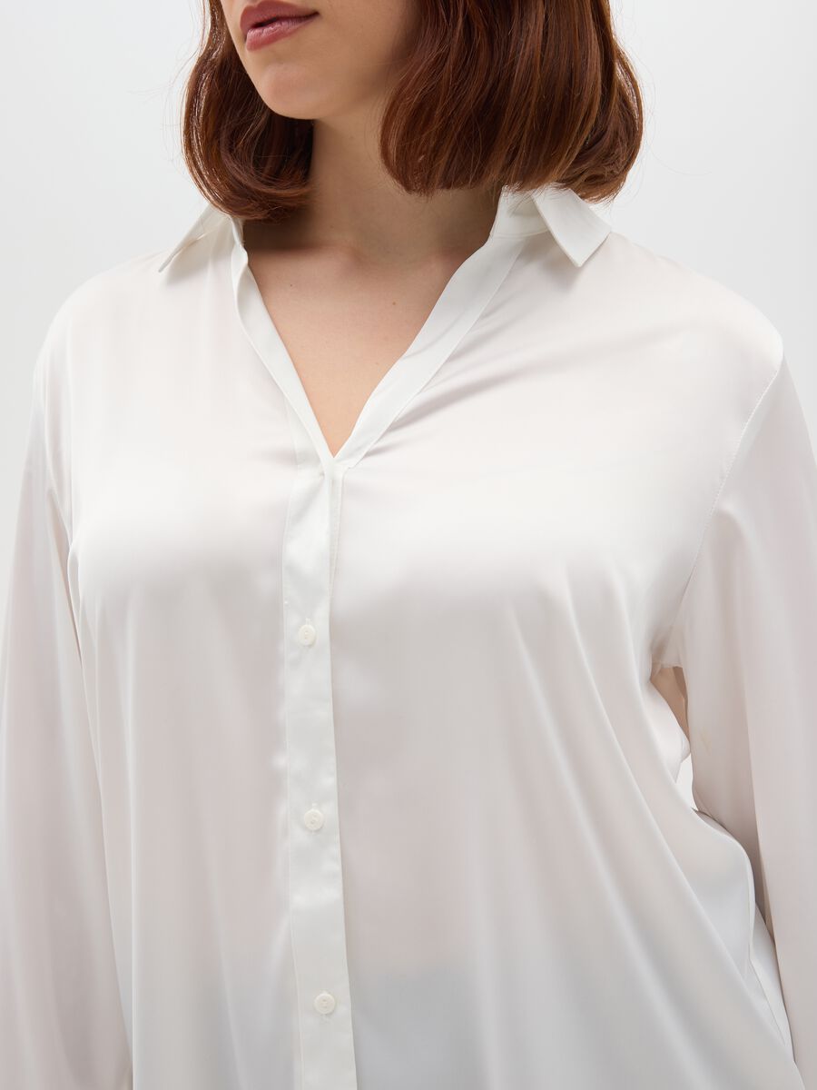 Camicia in satin bianca regular fit_3