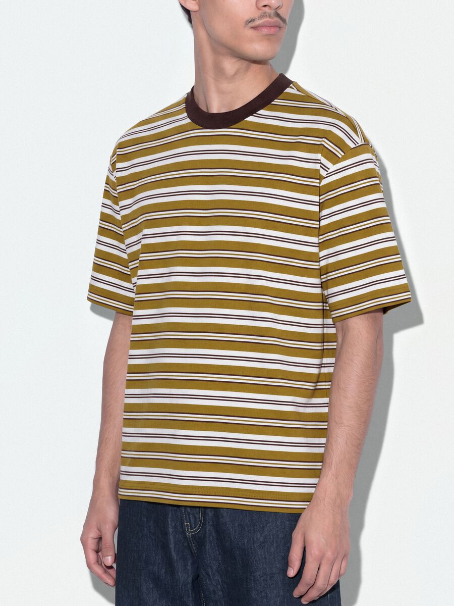Brown striped pure cotton boxy-fit T-shirt_2