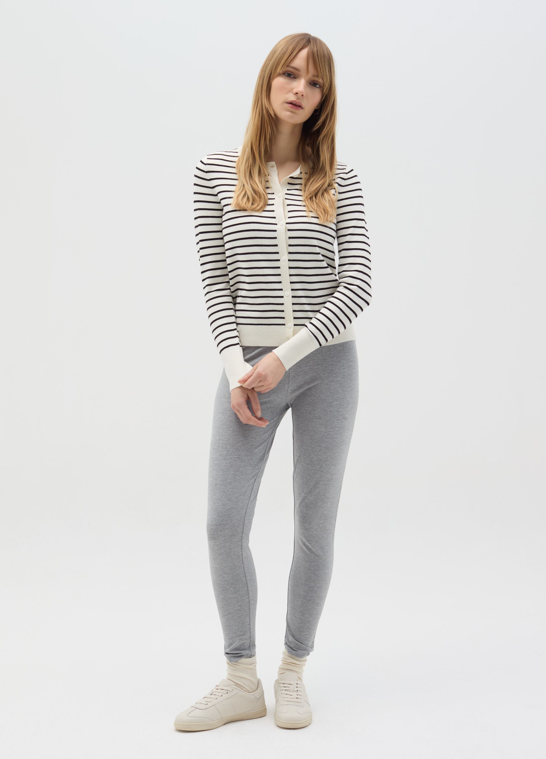 Cardigan with striped pattern