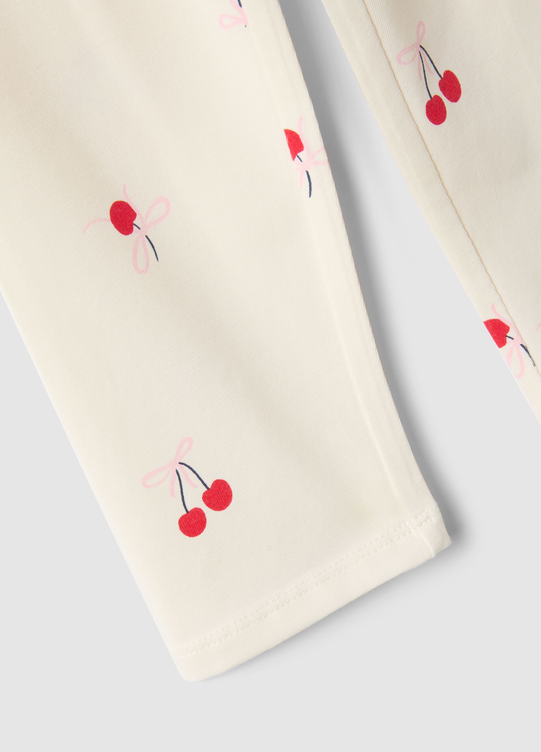 White stretchy cotton slim fit leggings for girls with designs